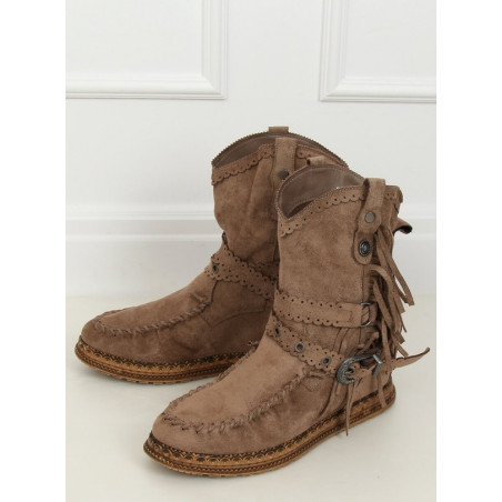 Botki Buty Damskie w stylu boho z zamszu
