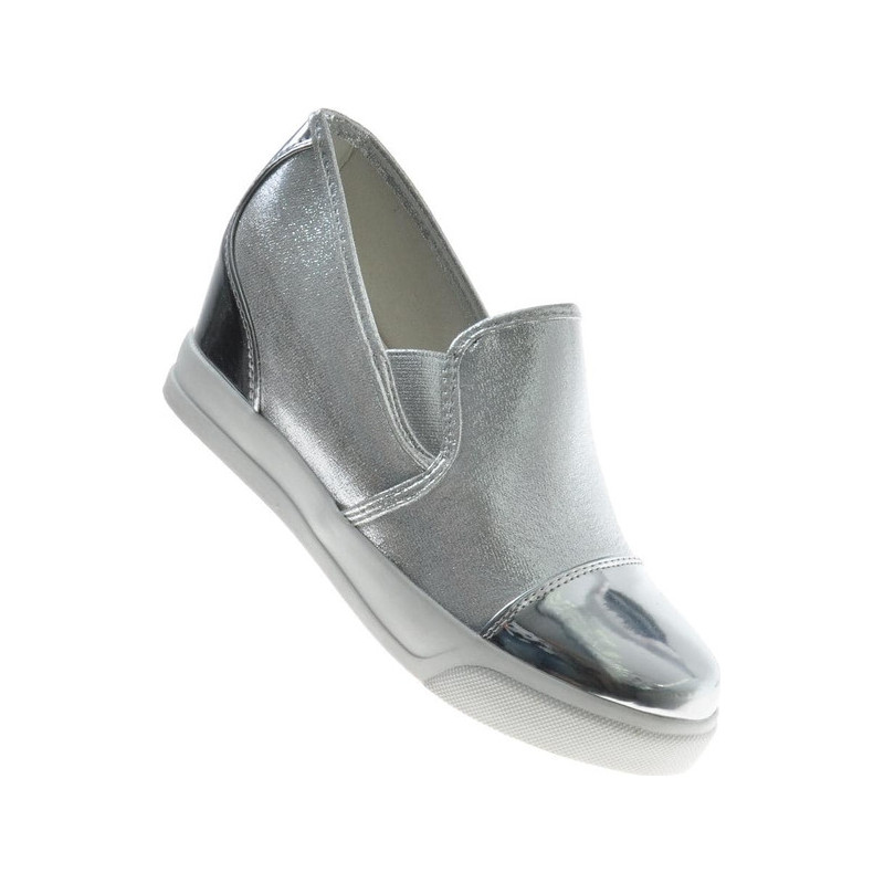 Półbuty producent niezdefiniowany z ukrytym koturnem ze skóry w stylu casual