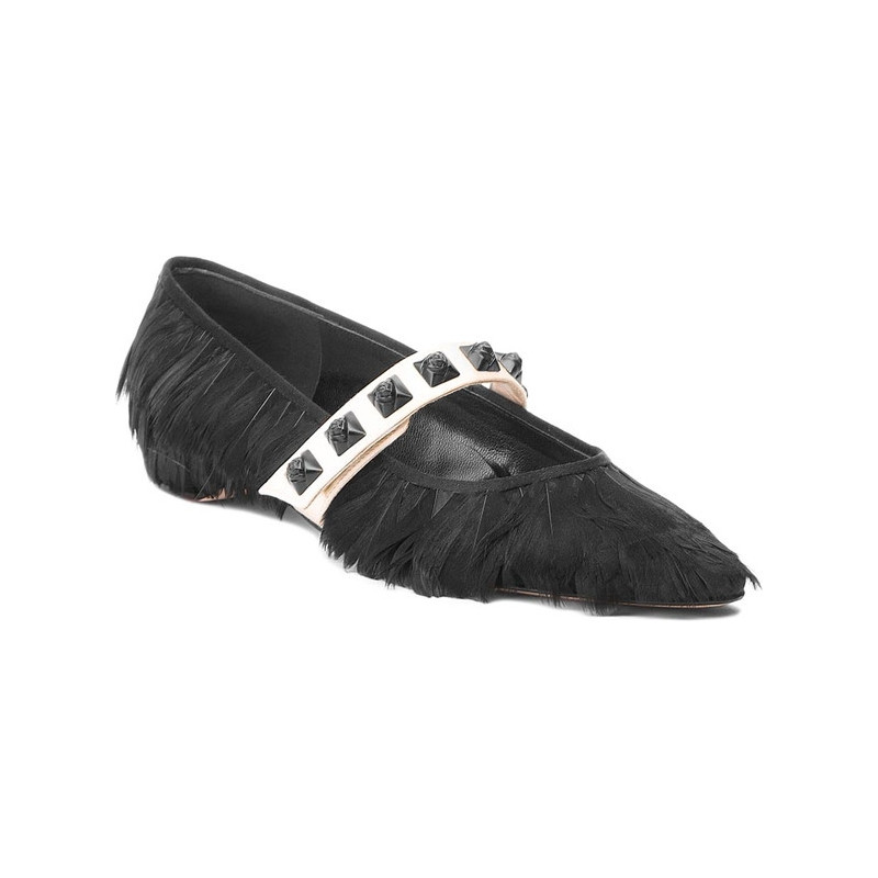Półbuty Stuart Weitzman z płaską podeszwą ze skóry