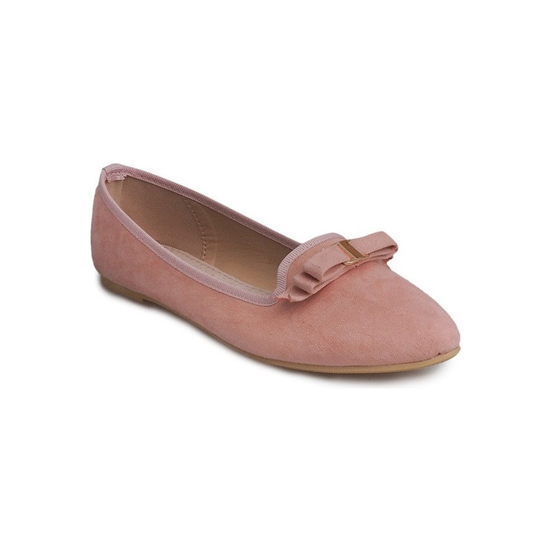 Różowe baleriny Gemre.com.pl z płaską podeszwą w stylu casual