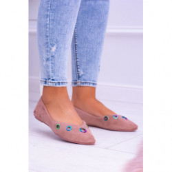 Różowe baleriny Lu Boo w stylu casual z zamszu