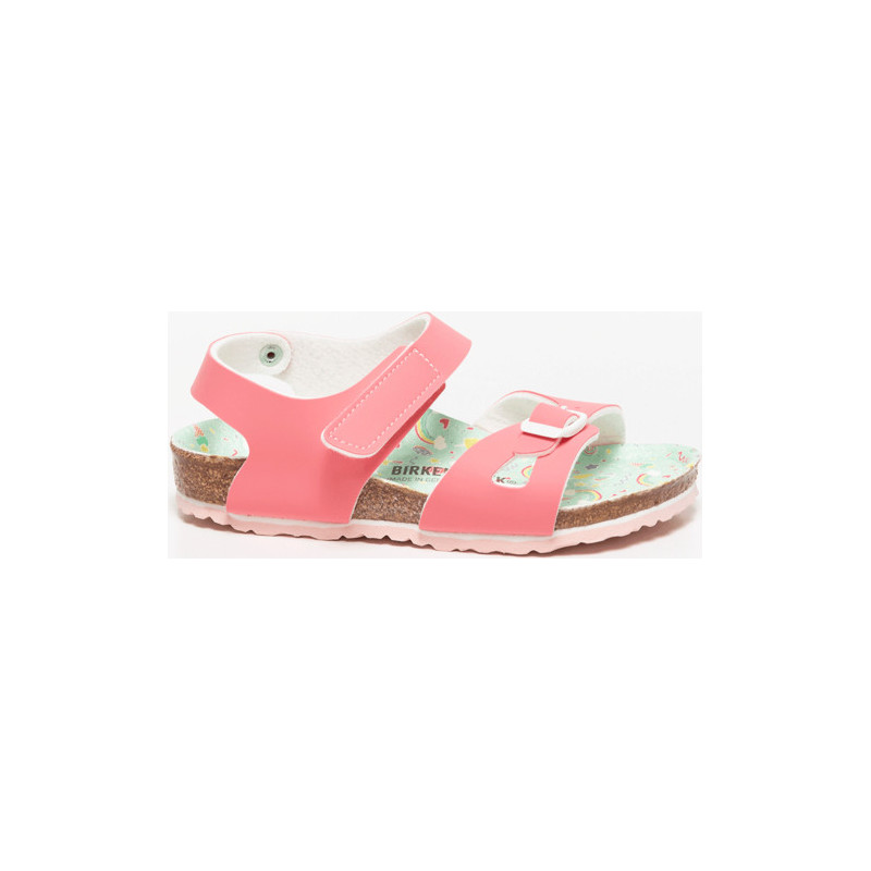 Różowe buty dziecięce letnie Birkenstock na rzepy dla dziewczynek