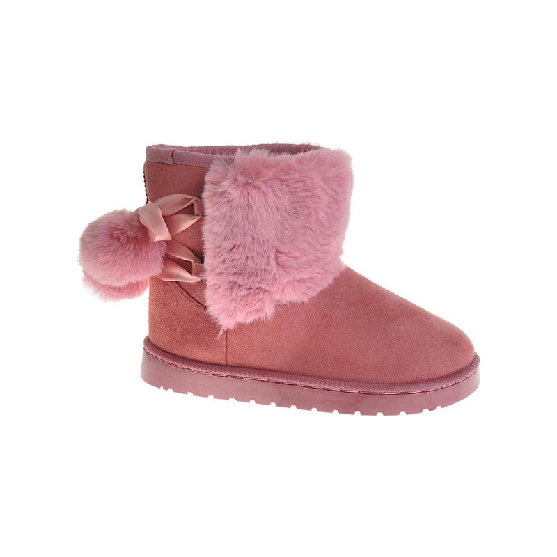 Różowe buty dziecięce zimowe producent niezdefiniowany z zamszu dla dziewczynek