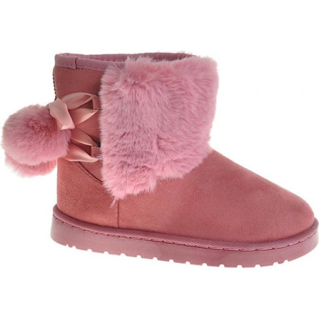 Różowe buty dziecięce zimowe producent niezdefiniowany z zamszu dla dziewczynek