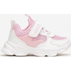 Różowe buty sportowe dziecięce born2be ze skóry na rzepy
