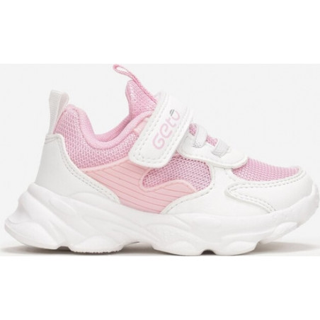 Różowe buty sportowe dziecięce born2be ze skóry na rzepy