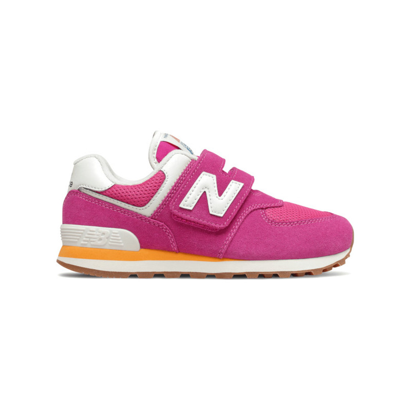 Różowe buty sportowe dziecięce New Balance z zamszu dla dziewczynek