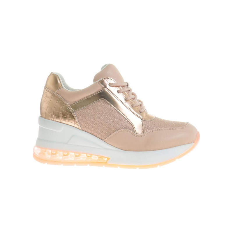 Różowe buty sportowe producent niezdefiniowany ze skóry ekologicznej sznurowane w sportowym stylu