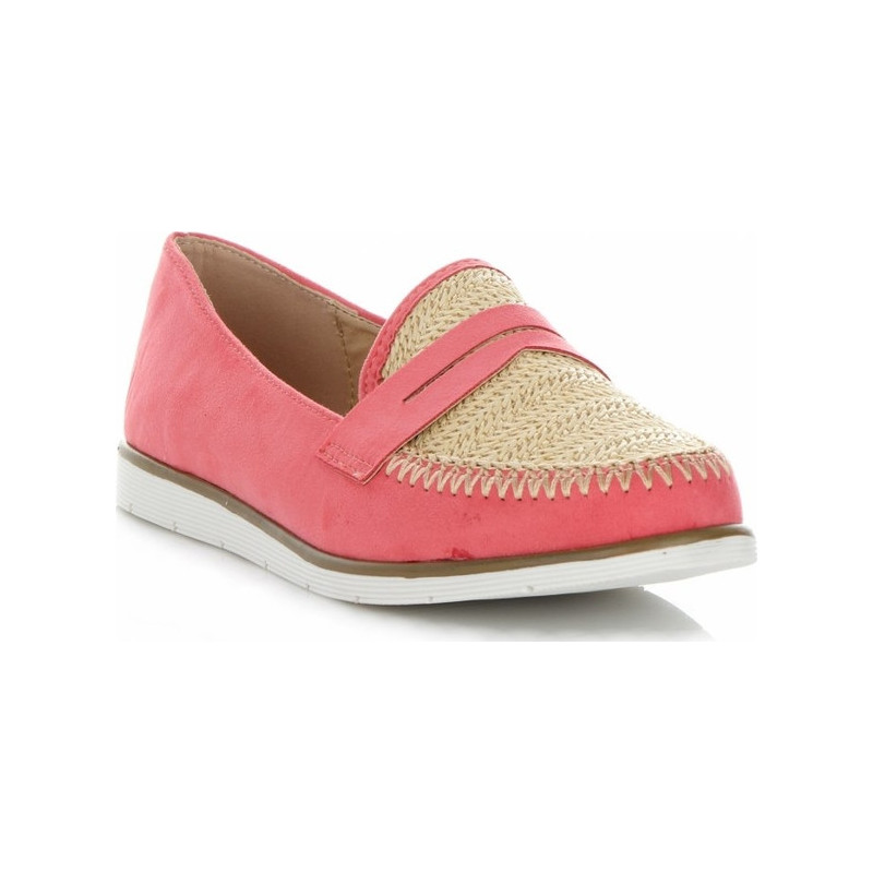 Różowe espadryle Belluci w stylu boho z płaską podeszwą