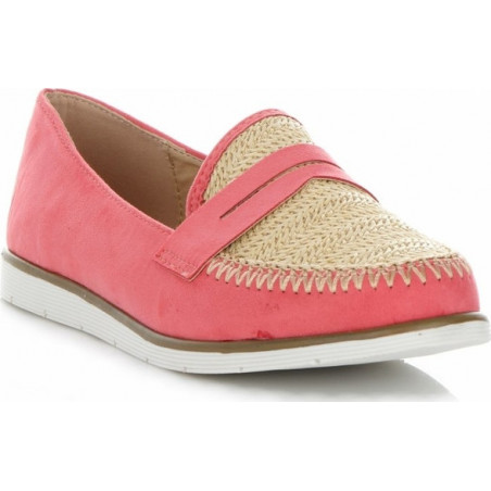 Różowe espadryle Belluci w stylu boho z płaską podeszwą