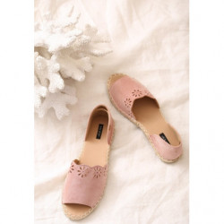 Różowe espadryle born2be z tkaniny z płaską podeszwą w stylu boho