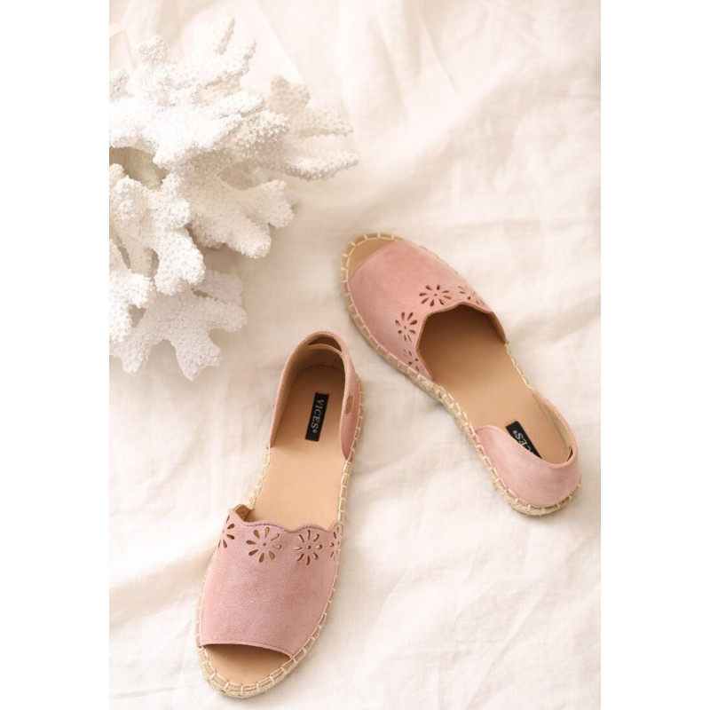 Różowe espadryle born2be z tkaniny z płaską podeszwą w stylu boho