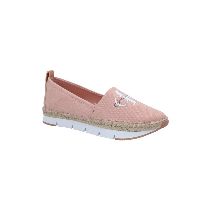 Różowe espadryle Calvin Klein z płaską podeszwą w stylu casual