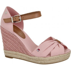 Różowe espadryle Tommy Hilfiger na koturnie