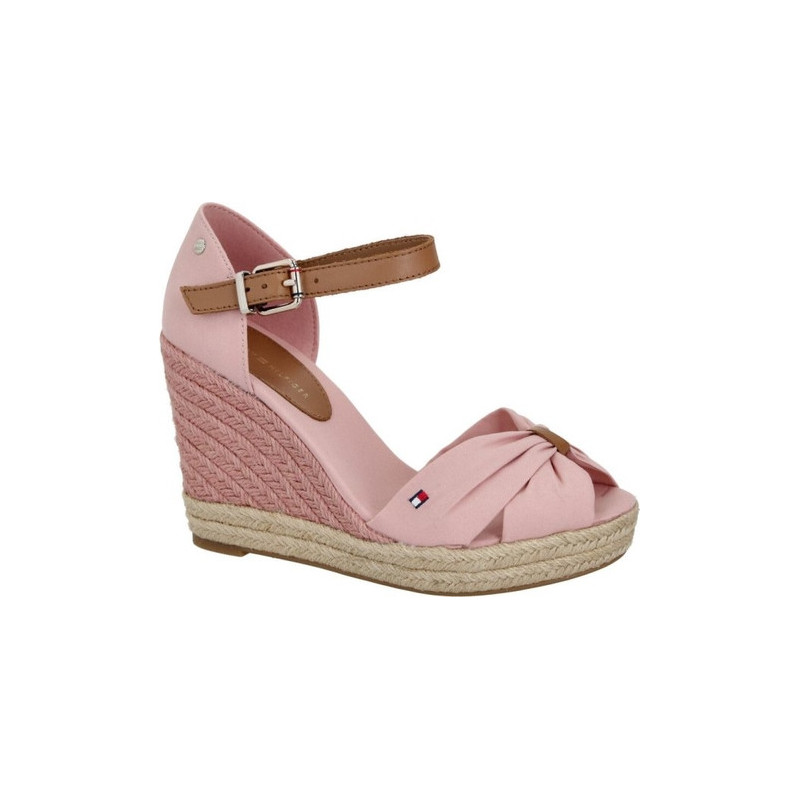 Różowe espadryle Tommy Hilfiger na koturnie